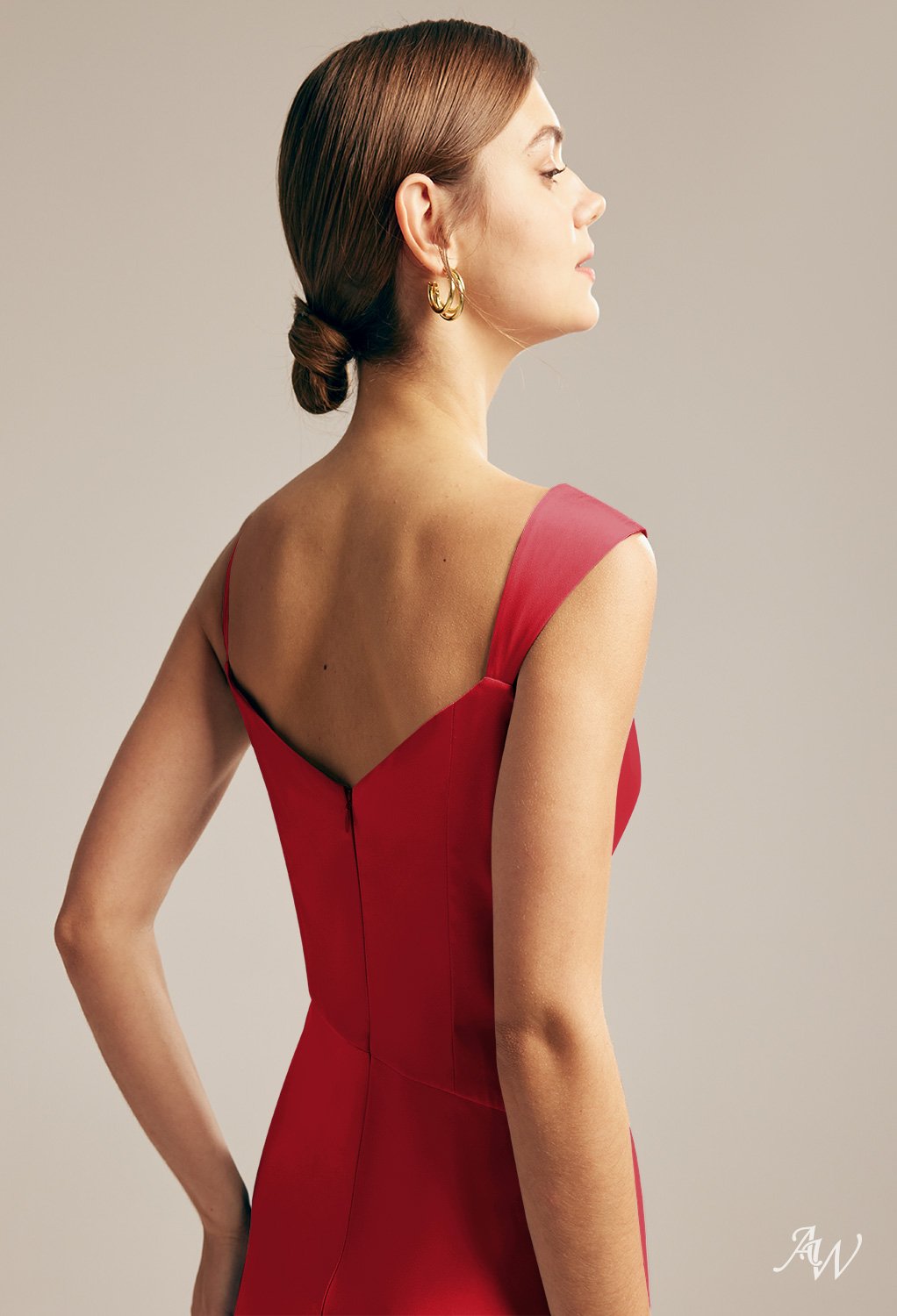 AW Meggie Tango Red Satin Charmeuse Bridesmaid Dresses image4